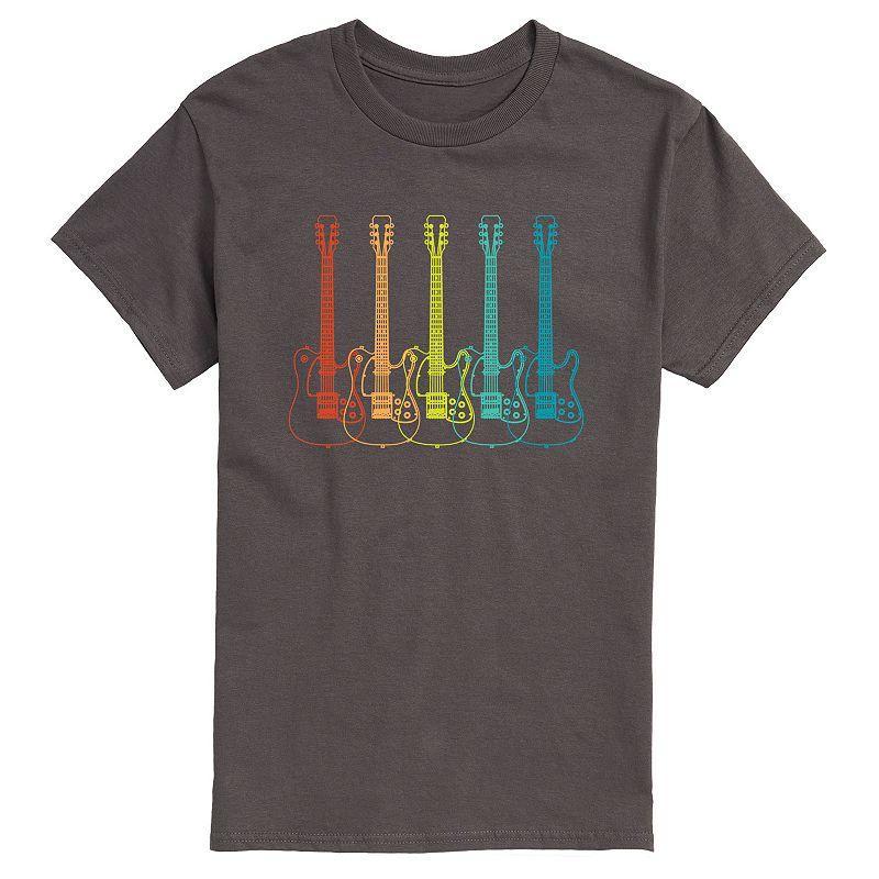 Mens Rainbow Guitars Lineup Graphic Tee Grey Product Image