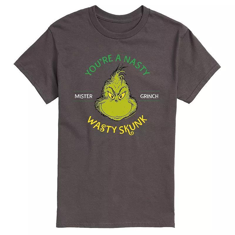 Mens Dr. Seuss The Grinch Youre A Nasty Wasty Skunk Tee Grey Product Image