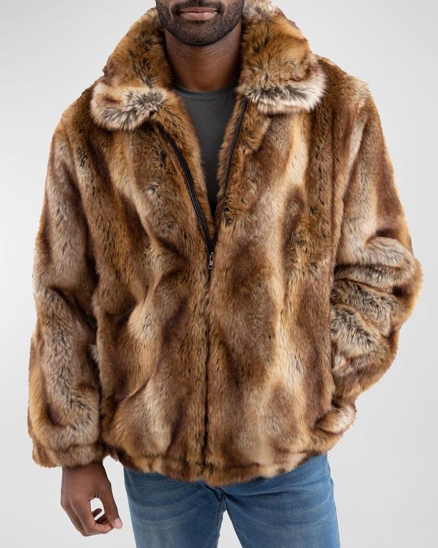 Mens Faux-Fur Bomber Jacket Product Image