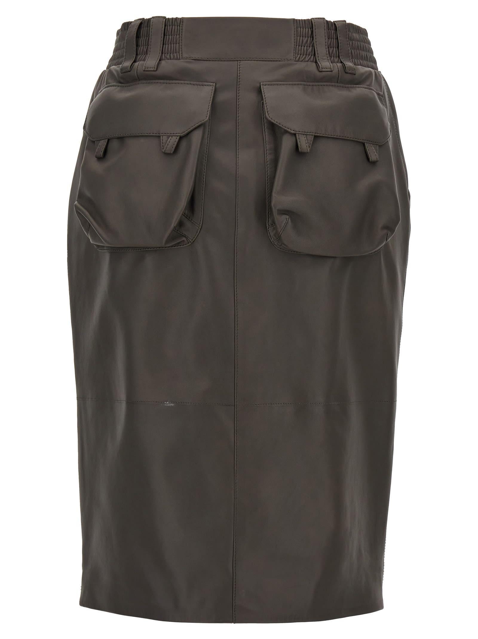 Leather Skirt In Gray Product Image