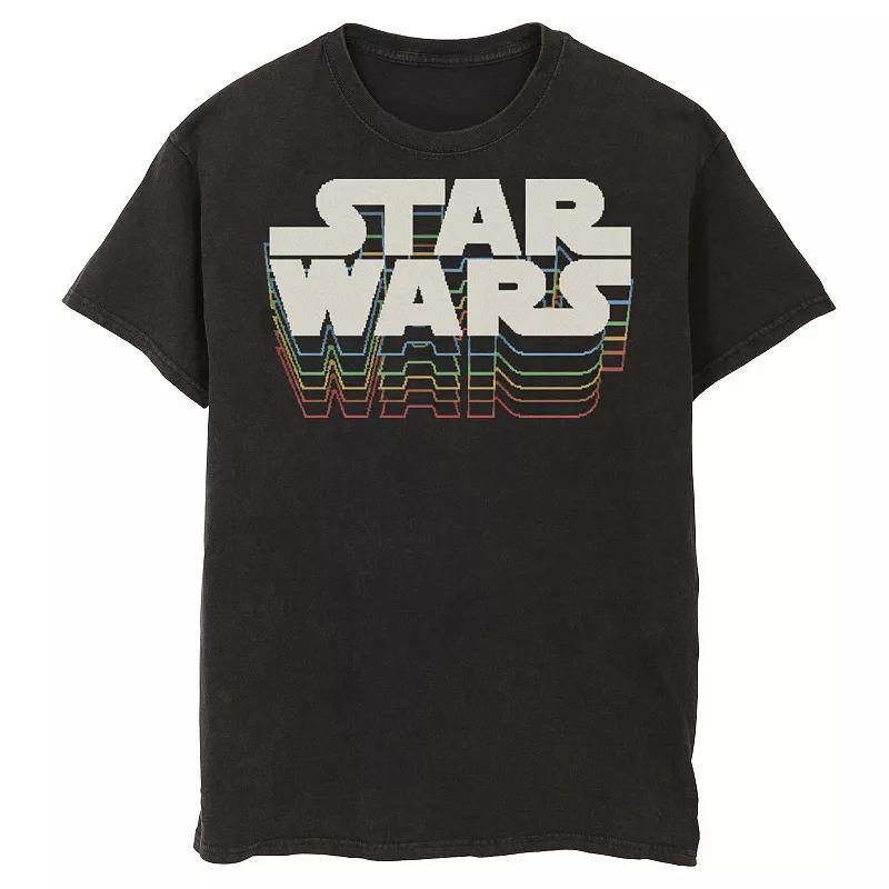 Mens Star Wars Retro Gradient Logo Graphic Tee Black Product Image