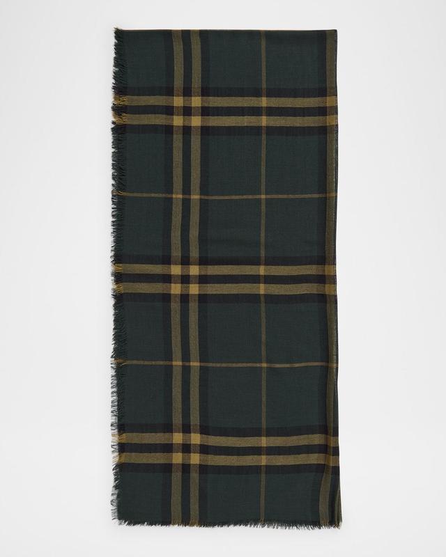 Men's Wool Giant Check Fringed Scarf Product Image