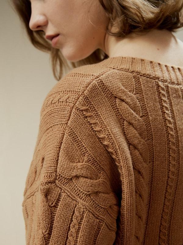 Cable-Knit Wool-Cashmere Blend Sweater Product Image