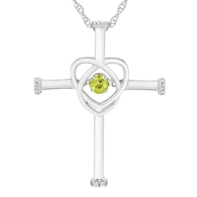 Boston Bay Diamonds Sterling Silver Genuine Peridot & Diamond Accent Cross Pendant Necklace, Womens Green Product Image