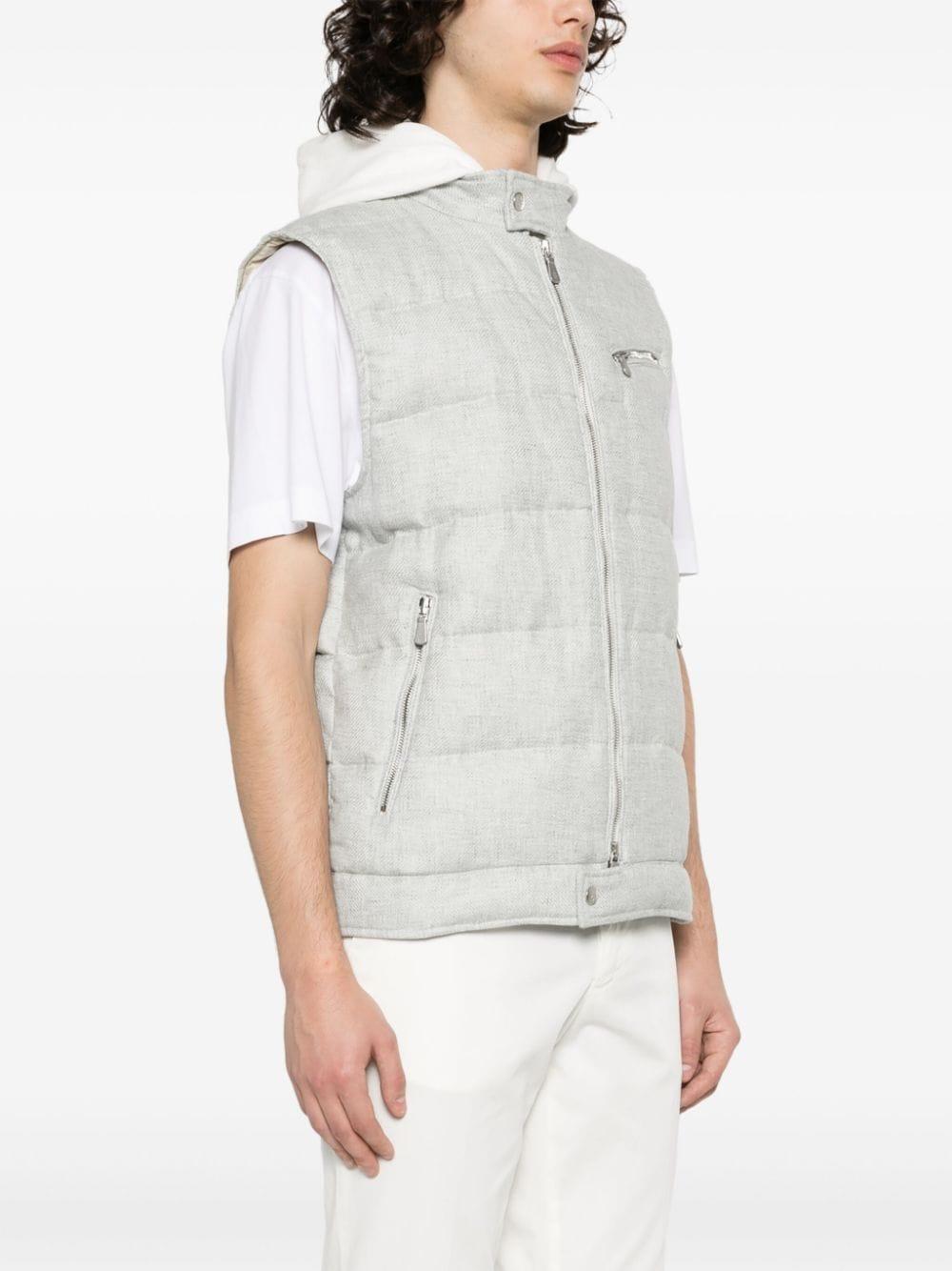 Layered-detail Padded Gilet In Grey Product Image