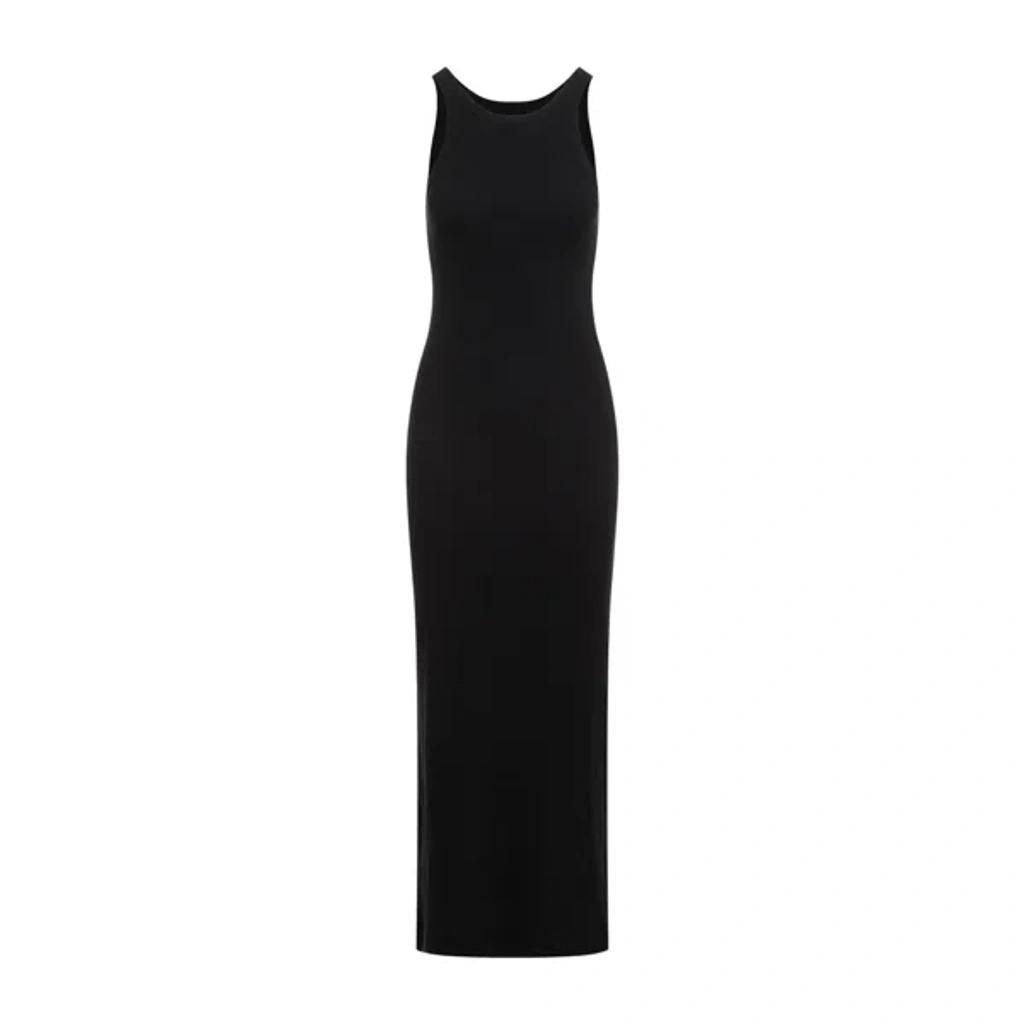 TOTÊME Ribbed-knit Cotton-blend Jersey Midi Dress In Black product image