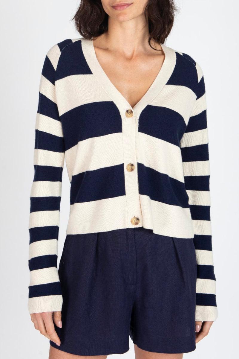 Cotton-Blend Stripe Cardigan Product Image