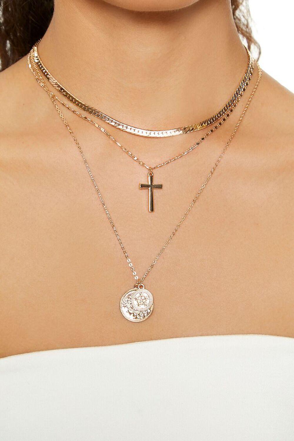 Layered Cross & Coin Necklace | Forever 21 Product Image