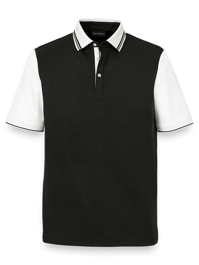 Cotton Three Button Polo - Black Product Image