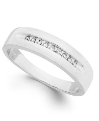 Mens Diamond Brushed Band in 10k Gold (1/10 ct. t.w.) Product Image