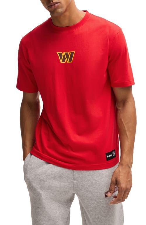 HUGO BOSS Boss X Nfl Stretch-cotton T-shirt With Special Branding In Commanders Product Image