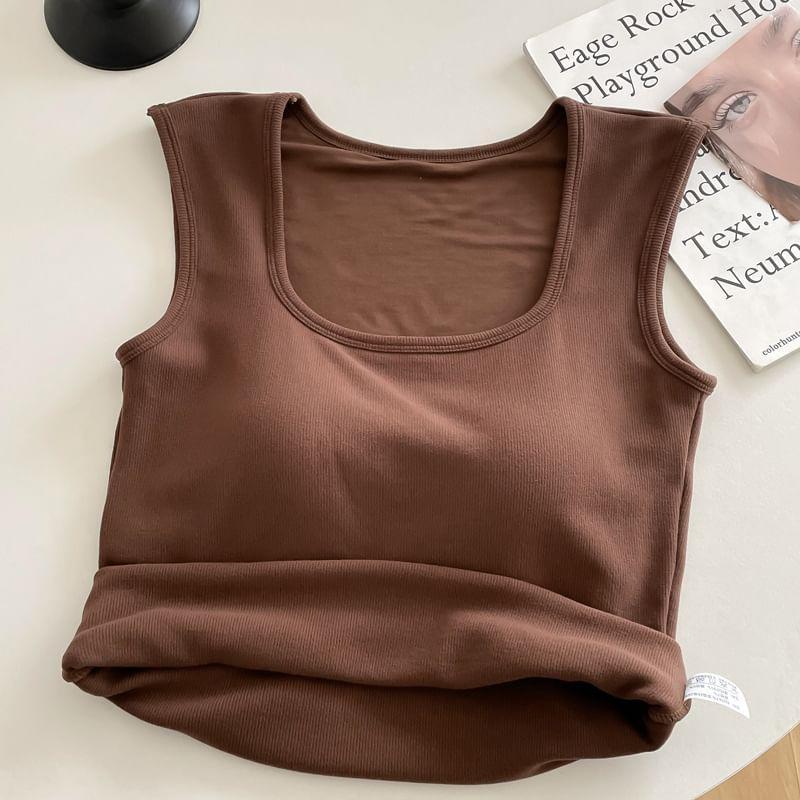 Scoop Neck Plain Padded Tank Top Product Image