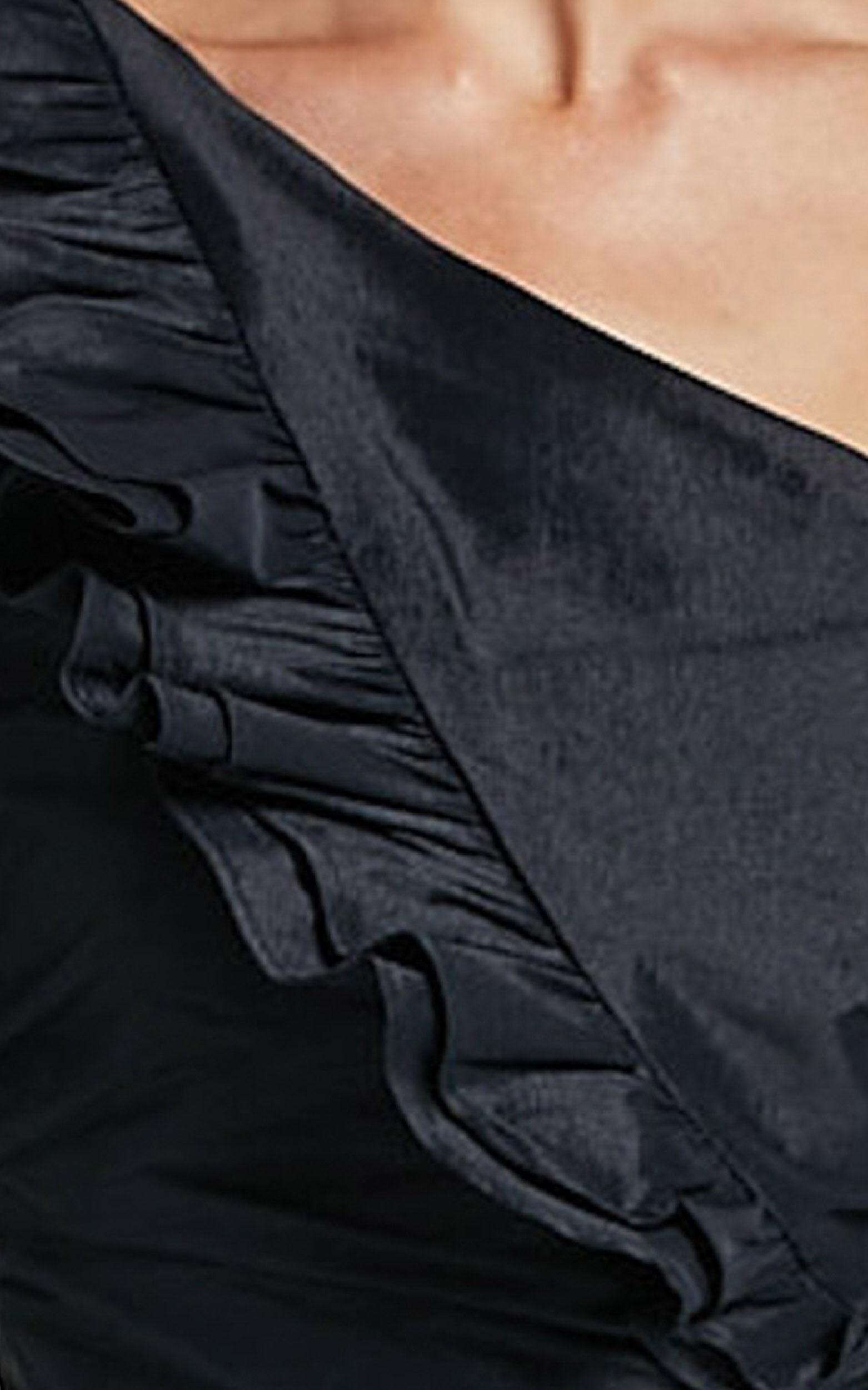 Kirby Top - One Shoulder Frill Top in Black Product Image