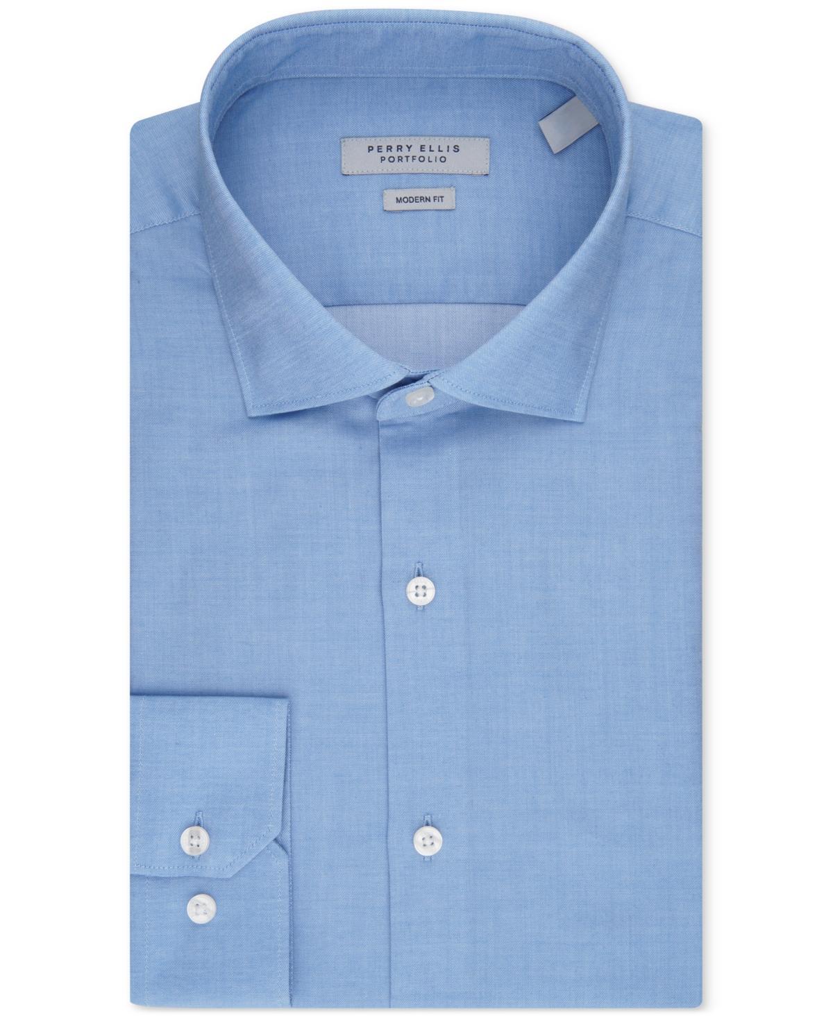 Perry Ellis Mens Modern-Fit Lux Twill Solid Dress Shirt Product Image