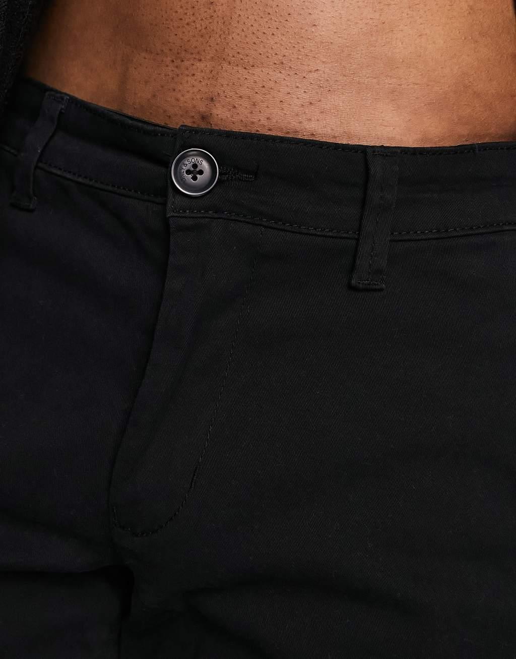 Only & Sons slim fit chino short in black Product Image