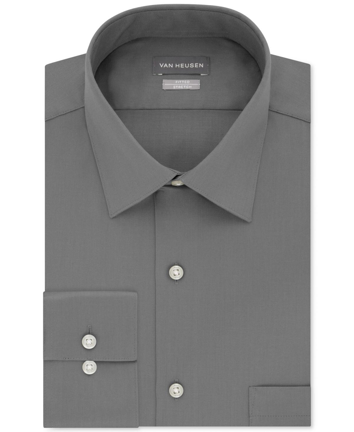 Van Heusen Mens Fitted Stretch Wrinkle Free Sateen Solid Dress Shirt Product Image