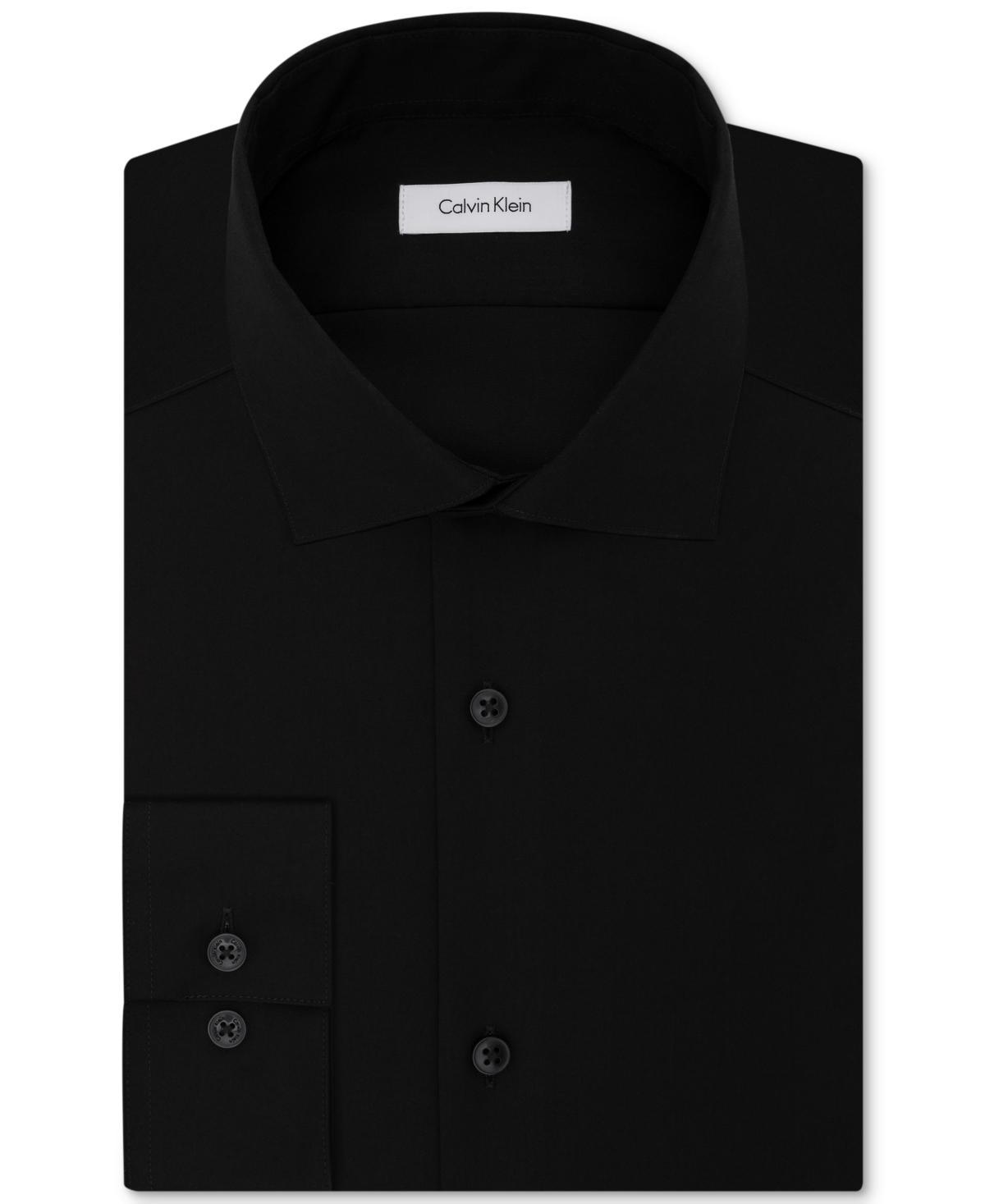 Calvin Klein Steel Mens Classic-Fit Non-Iron Performance Herringbone Dress Shirt Product Image