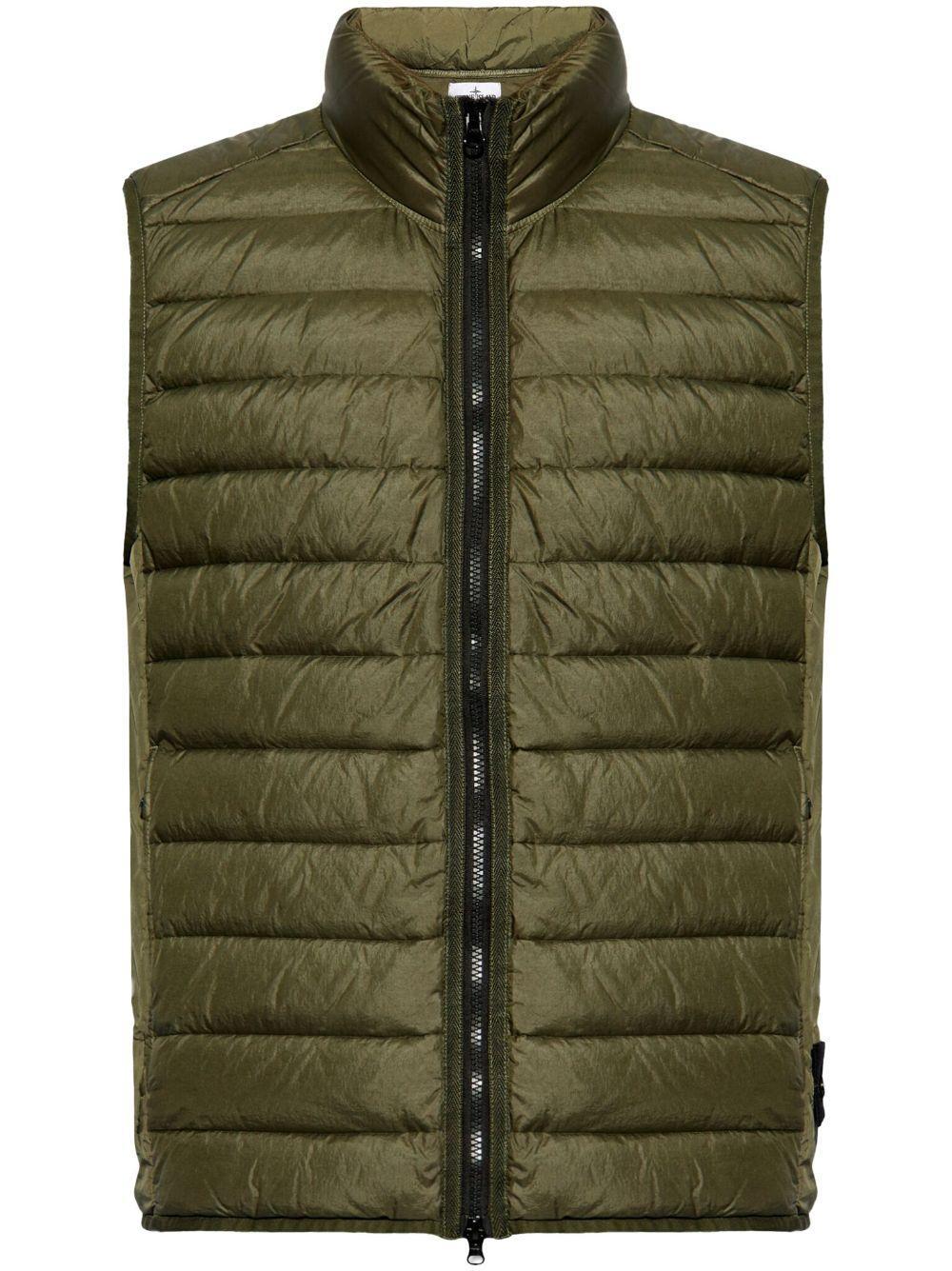 STONE ISLAND High Neck Padded Vest In Green Product Image