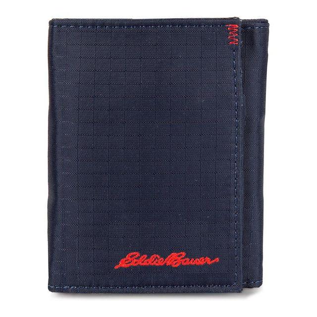 Mens Eddie Bauer Companion Ripstop Nylon Trifold RFID Wallet, Blue Product Image