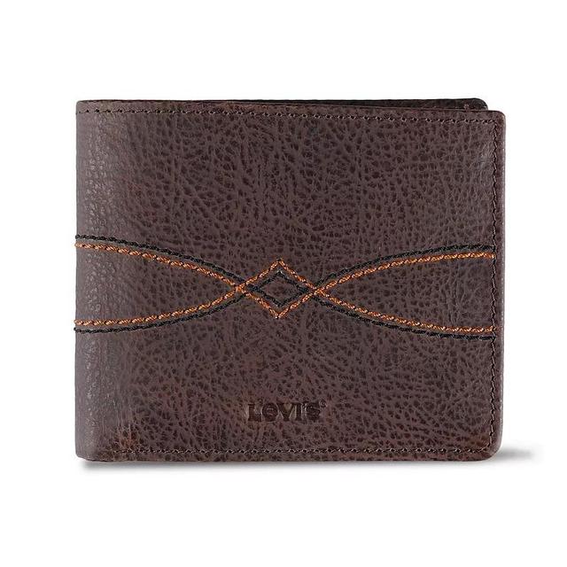 Mens Levis RFID-Blocking Western Stitched Extra-Capacity Genuine Leather Bifold Wallet Product Image