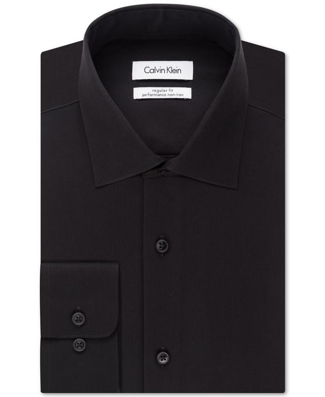 Calvin Klein Steel Mens Slim-Fit Non-Iron Herringbone Dress Shirt Product Image