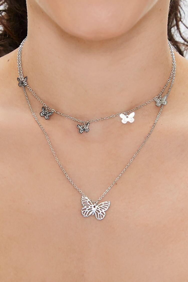 Upcycled Butterfly Charm Necklace Set | Forever 21 Product Image