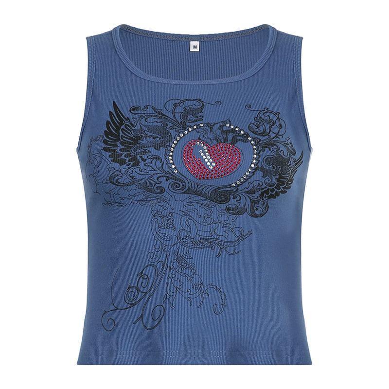 Rhinestone Printed Tank Top Product Image