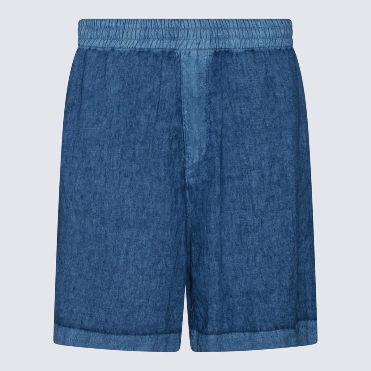 Blue Linen Bermuda Shorts In Knight Product Image