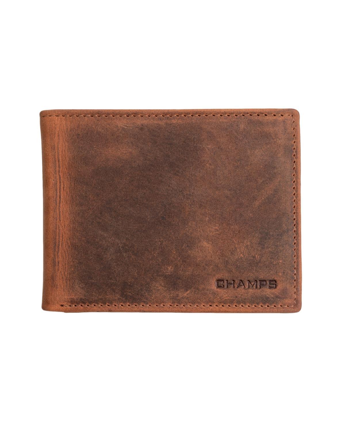 Champs Mens Hunter Leather Rfid Blocking Center-Wing Wallet in Gift Box - Black Product Image