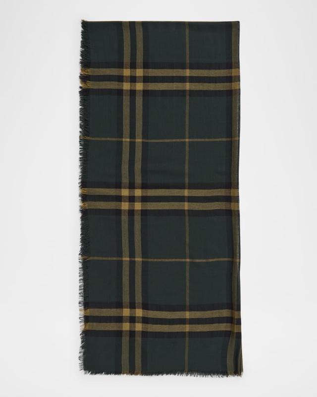 Men's Wool Giant Check Fringed Scarf Product Image