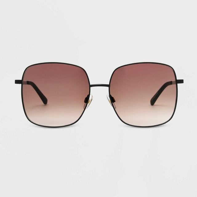 Womens Satin Plastic Square Sunglasses with Gradient Lenses - Universal Thread Black Product Image