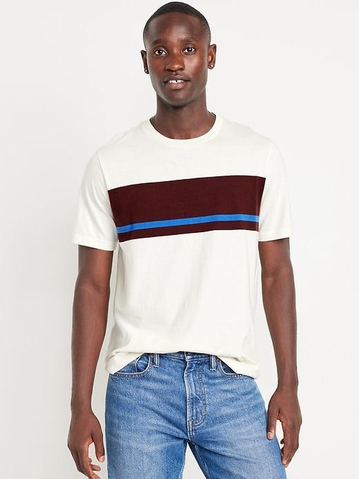 Crew-Neck Striped T-Shirt Product Image