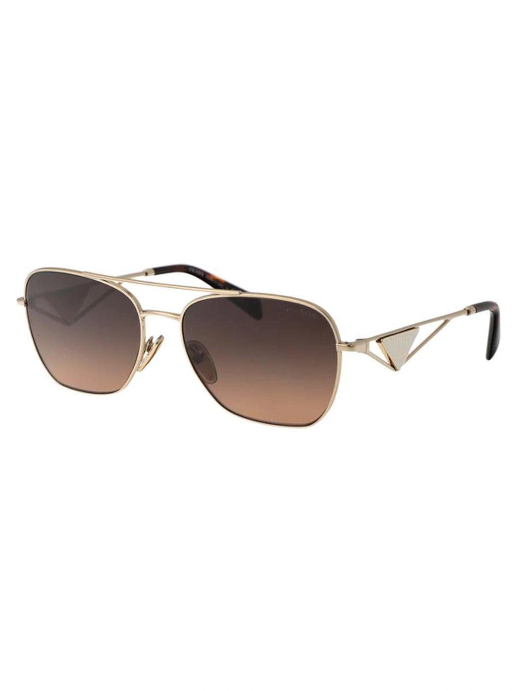 Eyewear Pilot Frame Sunglasses In Zvn50c Pale Gold Product Image