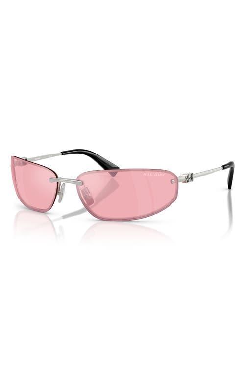 MIU MIU A50s Rimless Oval Metal Sunglasses In Silver Product Image