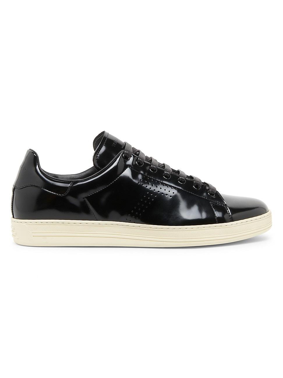 Men's Warwick Croc-embossed Leather Low-top Sneakers In Black Cream Product Image