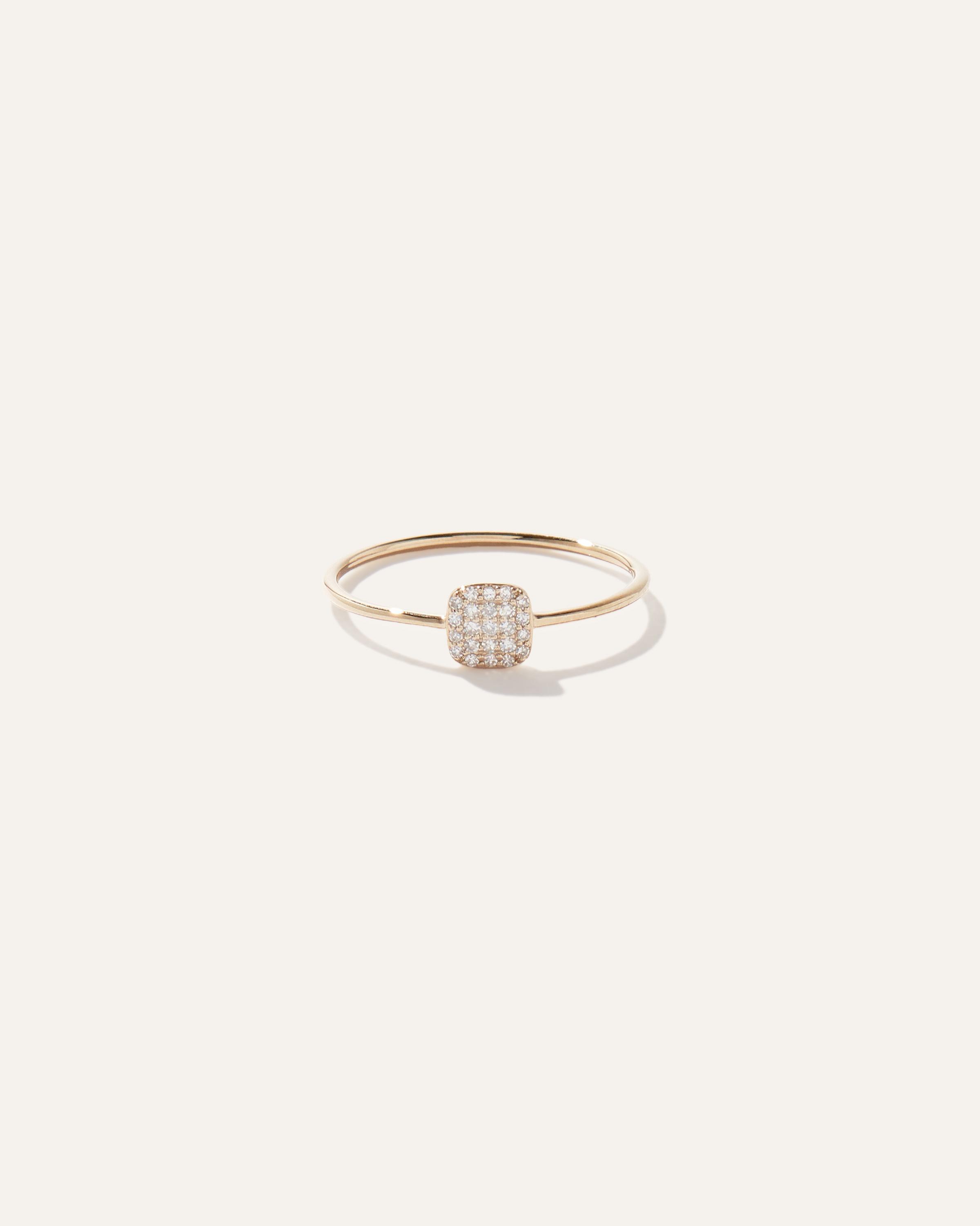 14K Gold Pave Diamond Cushion Ring Product Image