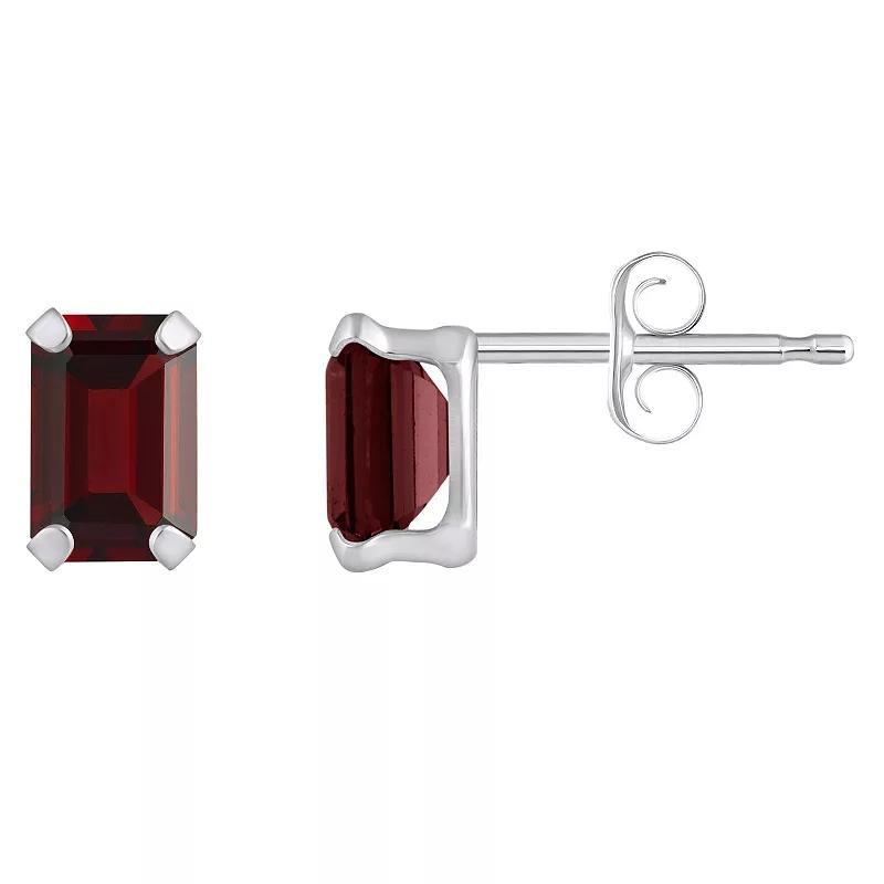 Celebration Gems 10k Gold Emerald Cut Garnet Stud Earrings, Womens, Red Product Image