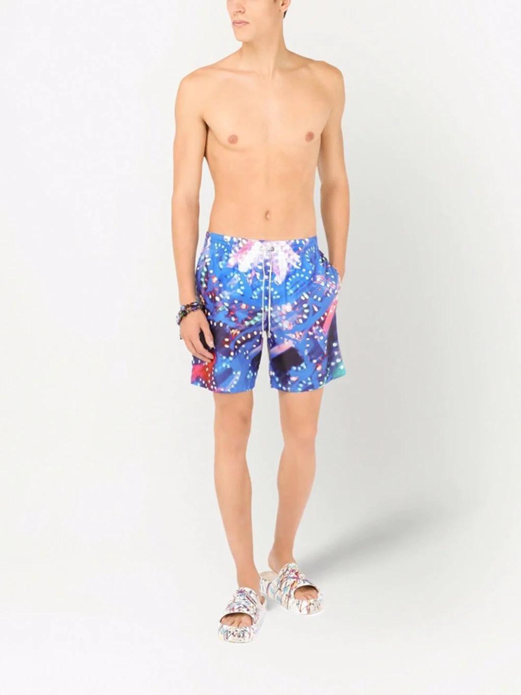 Graphic-print Swimming Shorts In Blue Product Image