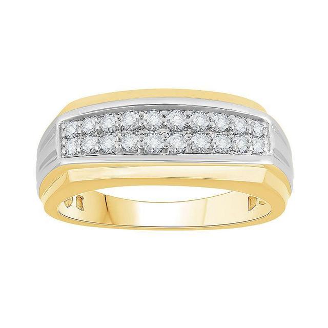 Mens 14k Gold Over Silver 1/2 Carat T.W. Diamond Wedding Band White Product Image