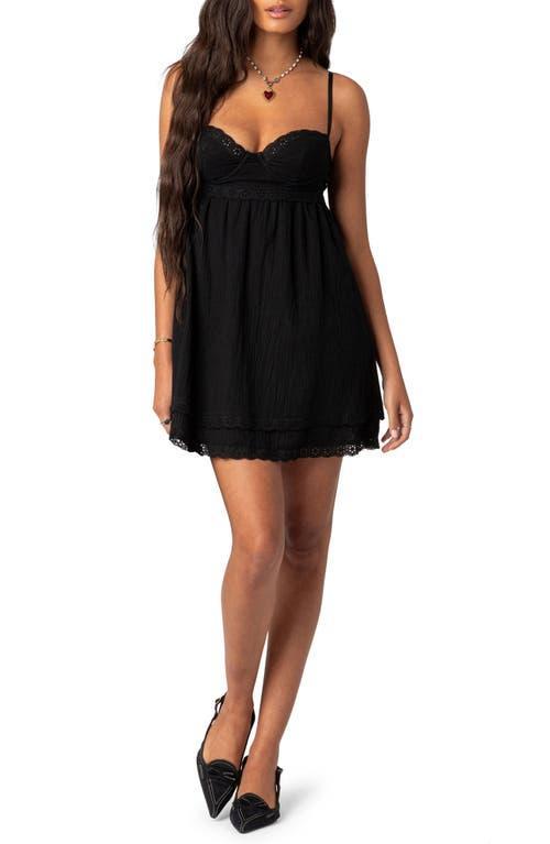 EDIKTED Bonny Eyelet Trim Cotton Babydoll Minidress Product Image