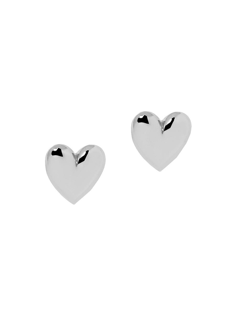 Womens Puffy Heart 10K-Gold-Plated Stud Earrings Product Image