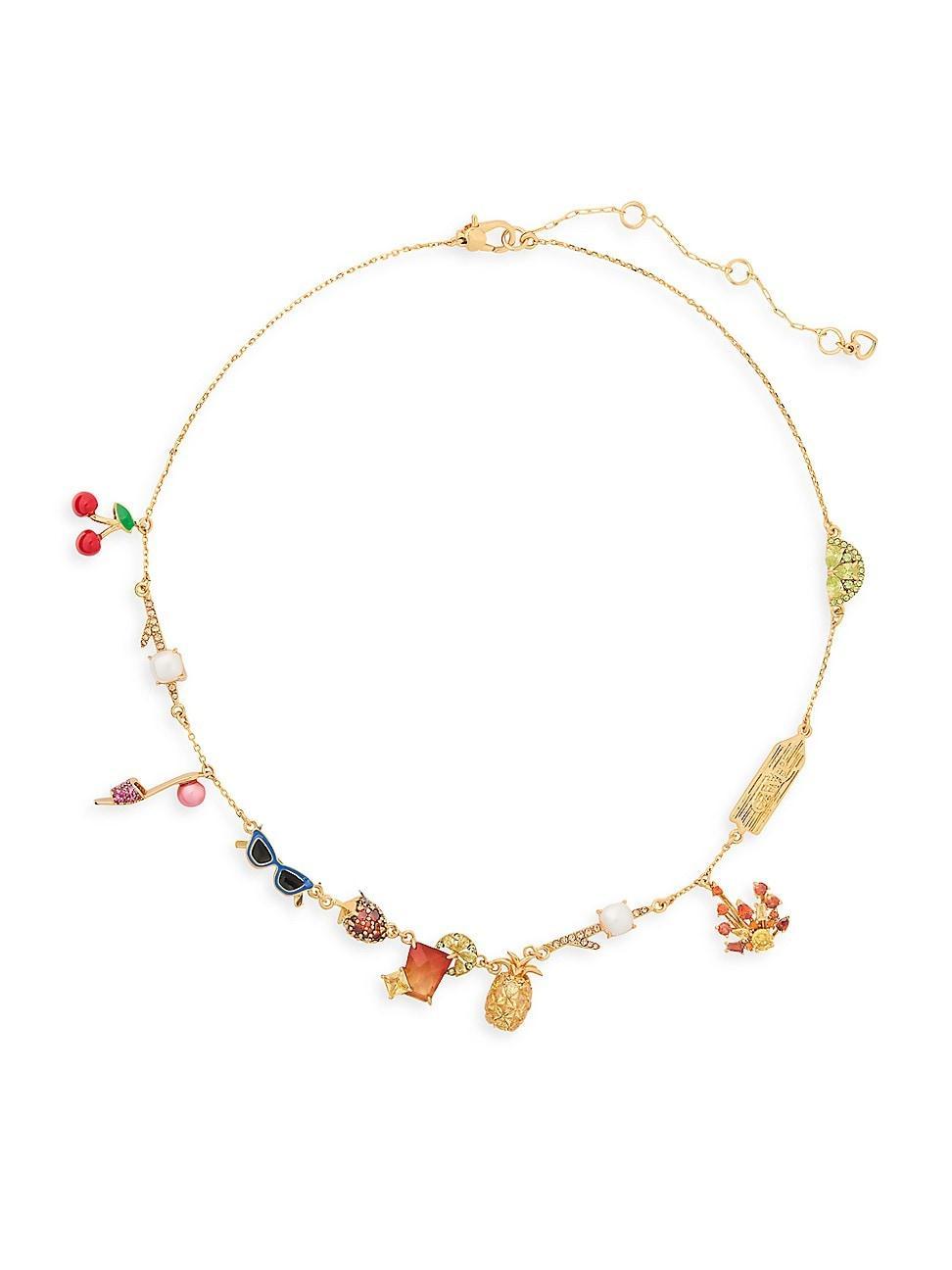 Womens Goldtone & Mixed-Media Charm Necklace Product Image