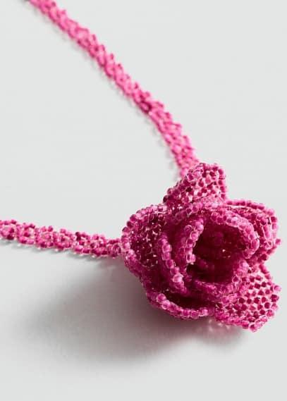 MANGO - Flower crystal necklace - One size - Women Product Image