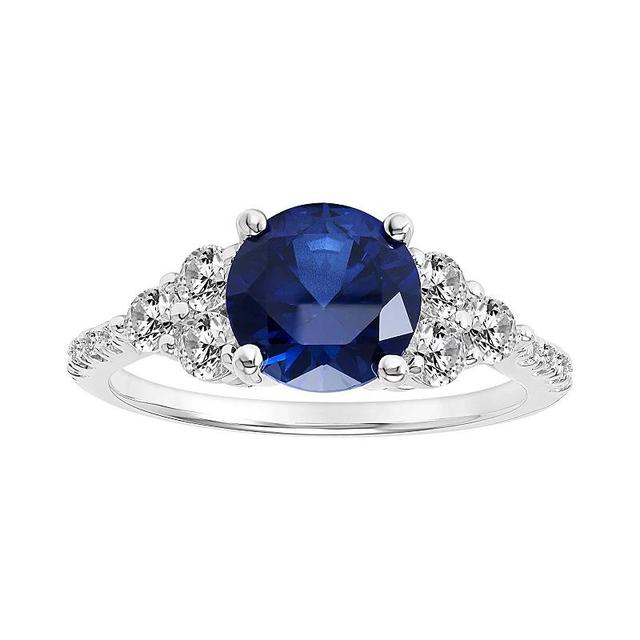 Love Always Sterling Silver Lab-Created Blue & White Sapphire Diamond Accent Engagement Ring, Womens Product Image