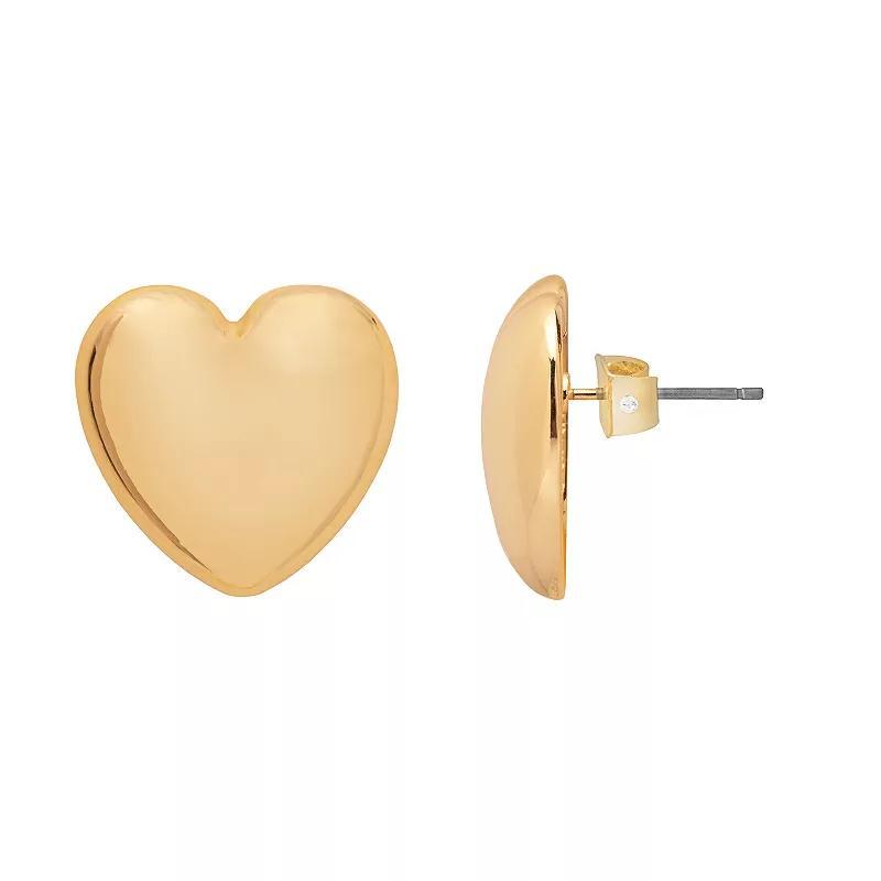 LC Lauren Conrad Gold Tone Puff Heart Stud Earrings, Womens, None Product Image