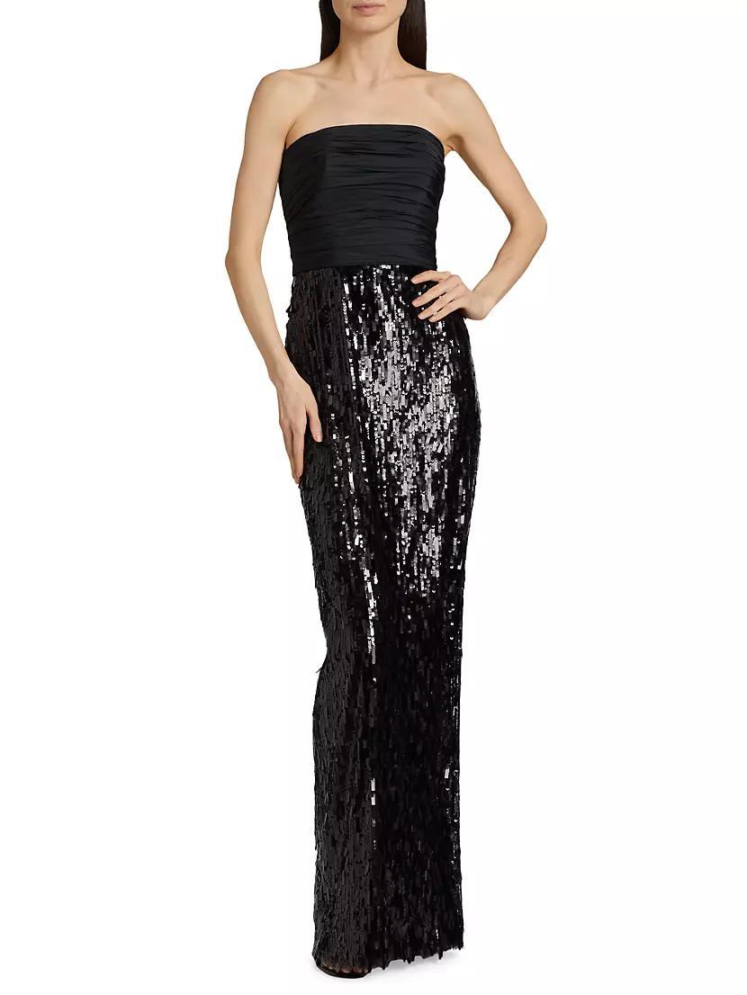 Strapless Ruched Sequin Gown Product Image