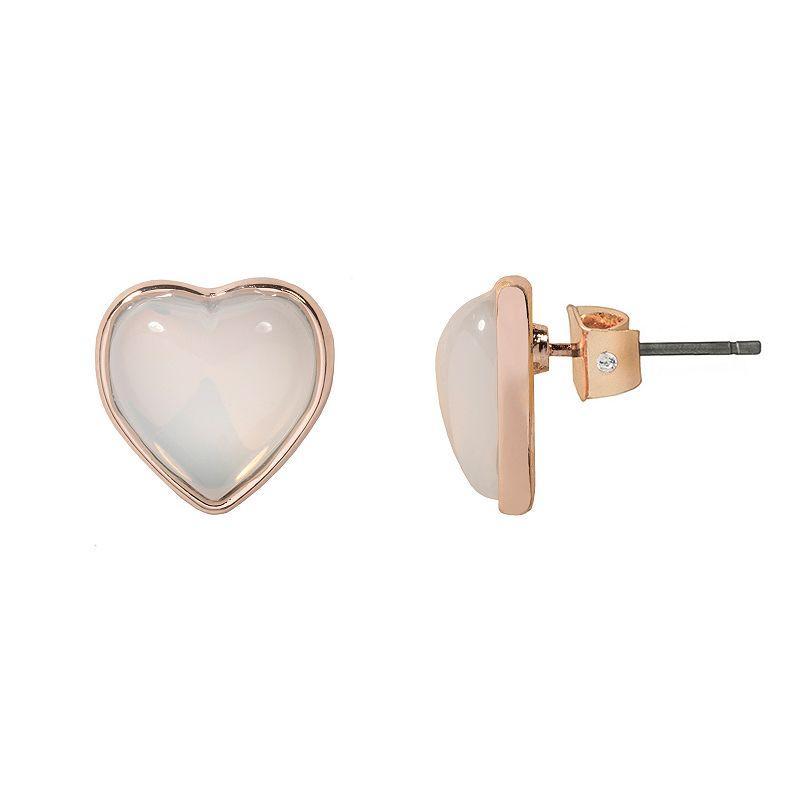 LC Lauren Conrad Puffy Heart Stud Earrings, Womens, Rose Gold Tone Product Image