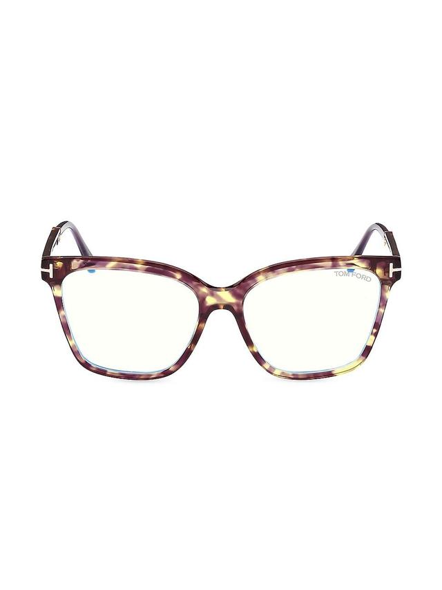 Womens 56MM Square Blue Block Glasses Product Image