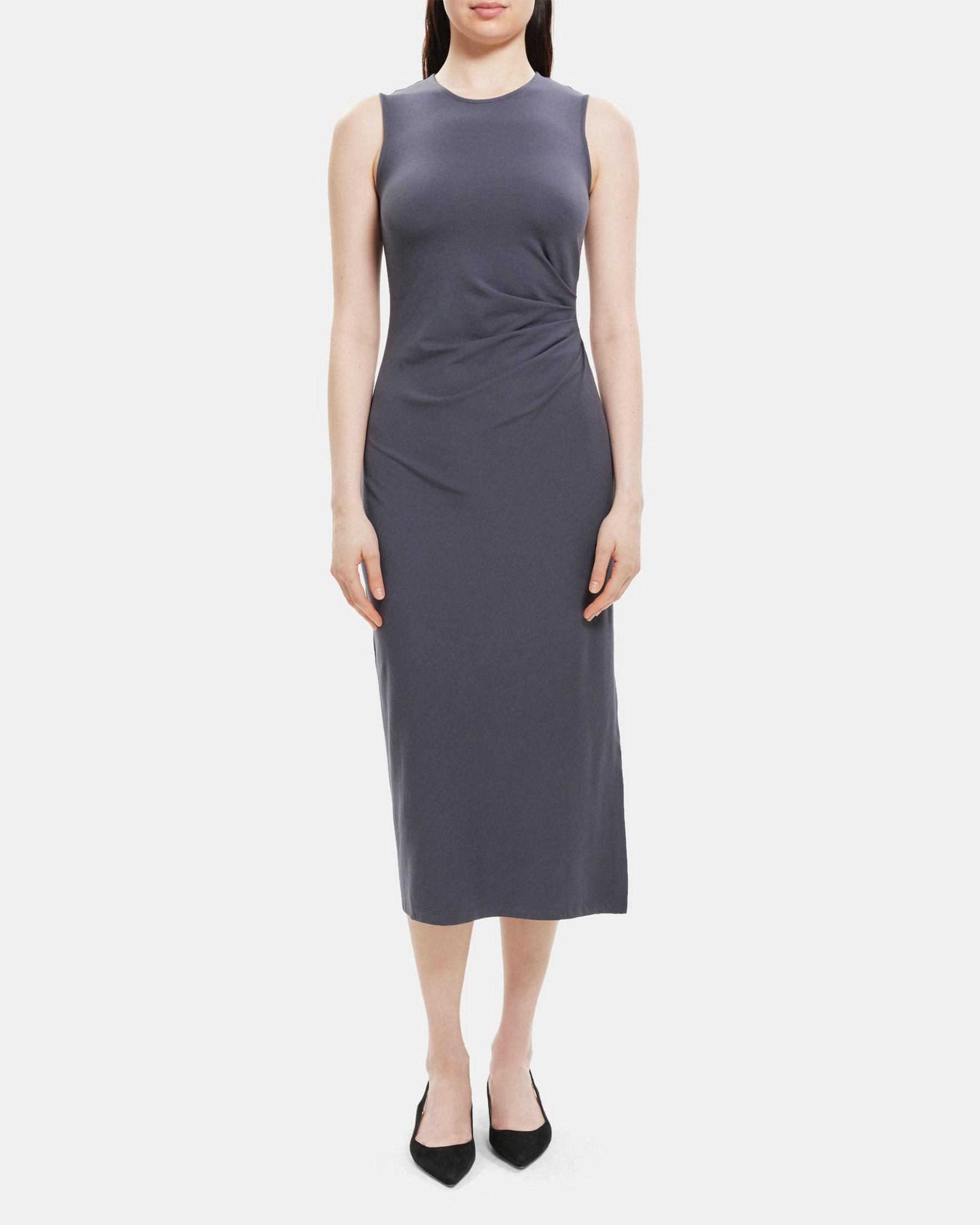 Sleeveless Sheath Dress in Stretch Cotton-Modal Product Image