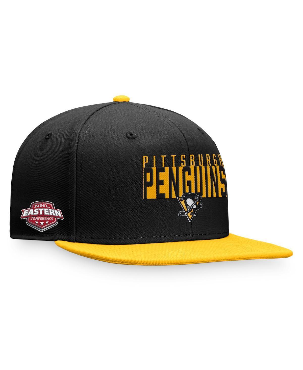 Mens Fanatics Branded Black/Gold Pittsburgh Penguins Fundamental Colorblocked Snapback Hat Product Image